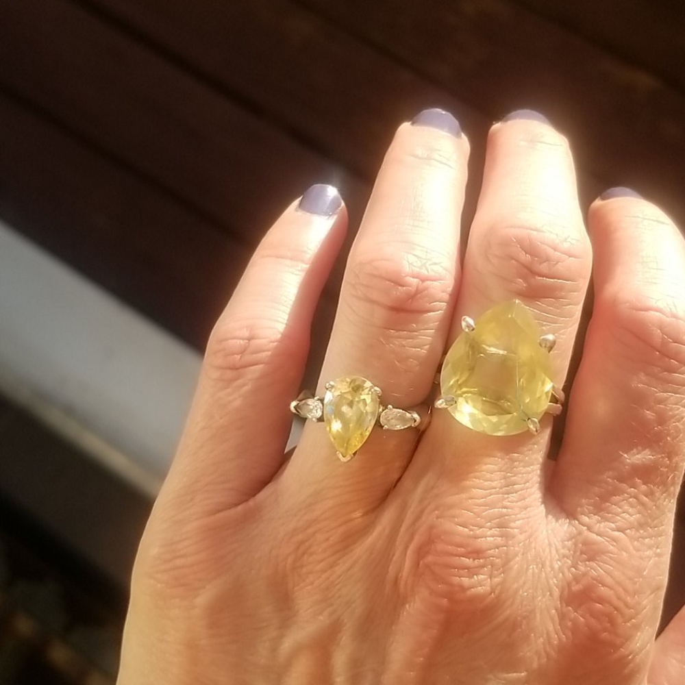 Lemon Quartz Sterling Ring Sz 8